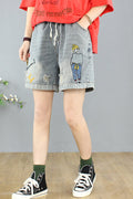 Women Soft Loose Styled Breathable Comfy Drawstring Denim Short