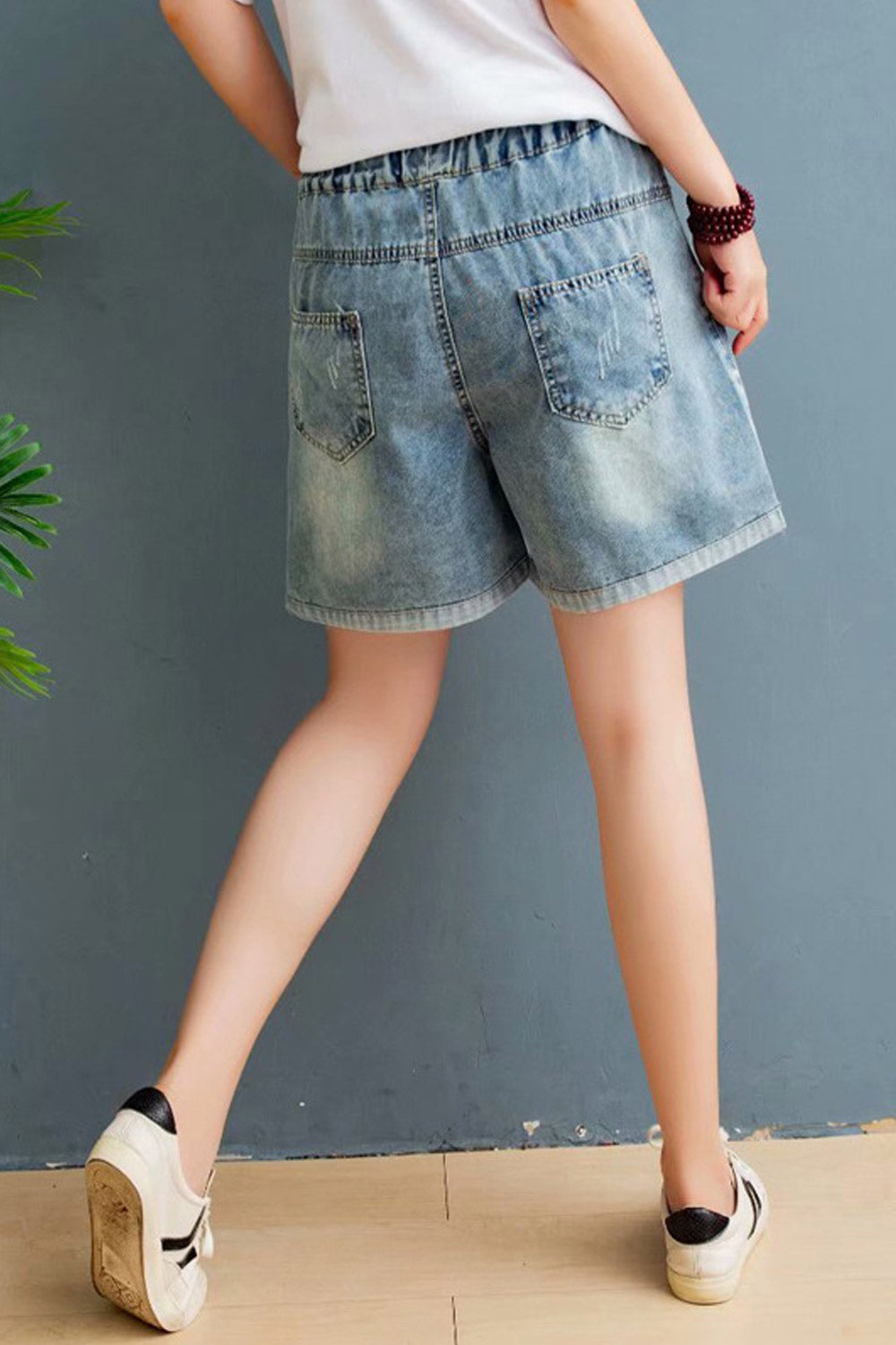 Women Amazing Embroidered Style Casual Drawstring Pocket Denim Shirt