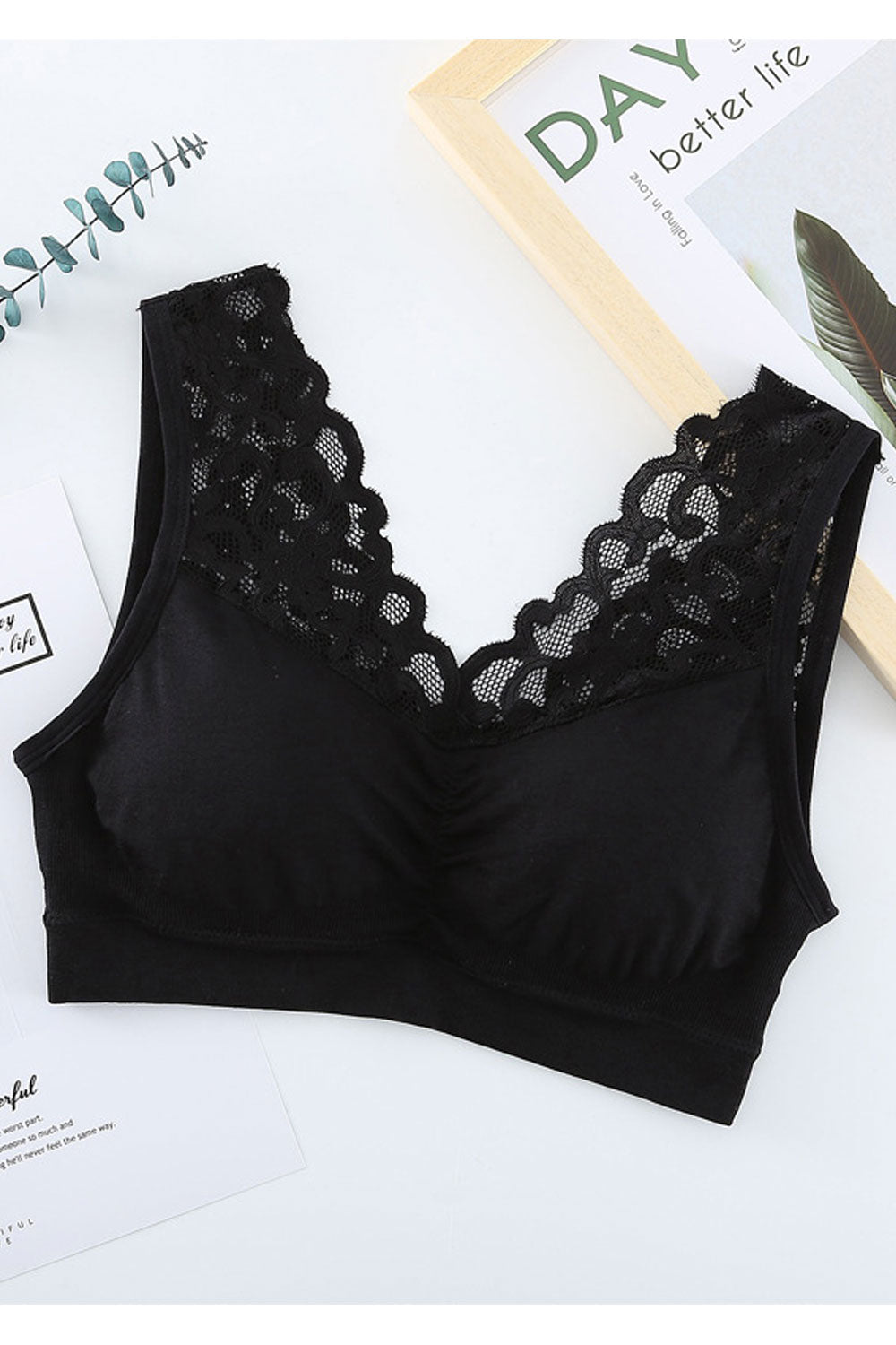 Women Plus Sexy Lace Vest Yoga Sports Bralette Bra