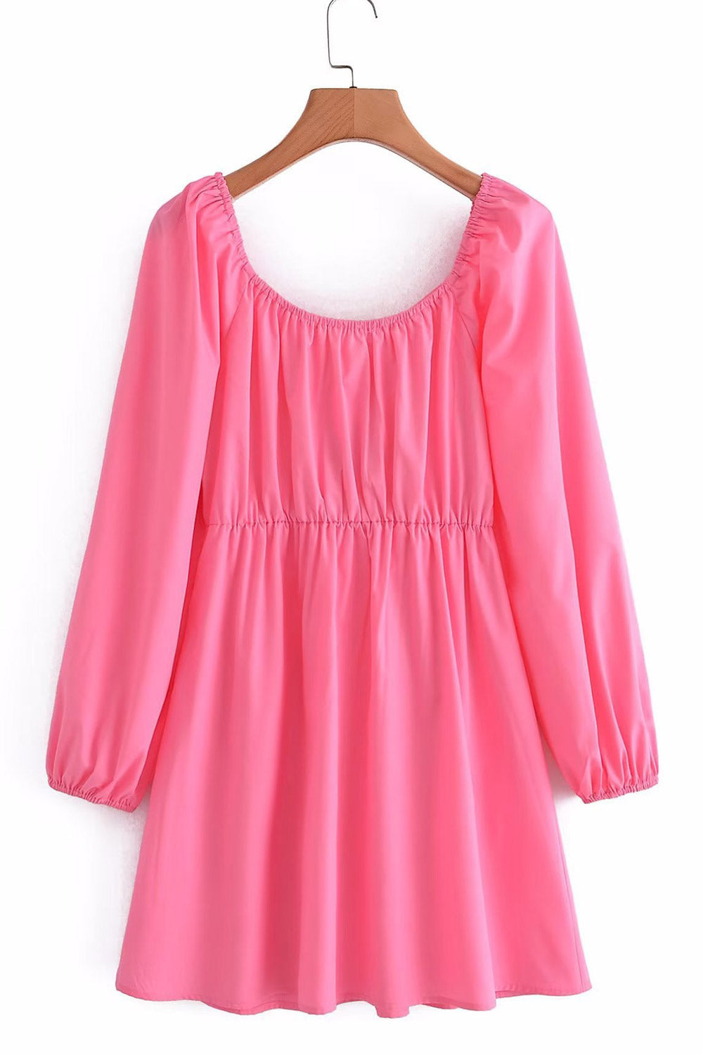 Women's Summer Rose Red Cut Out Front Lantern Sleeve Dress