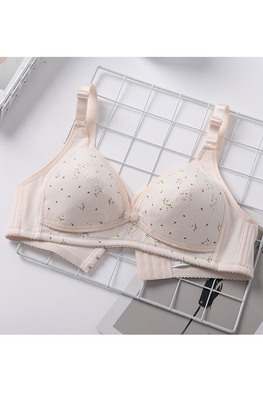 Women Plus Button Design Anti-drooping Feeding Nursing Bra