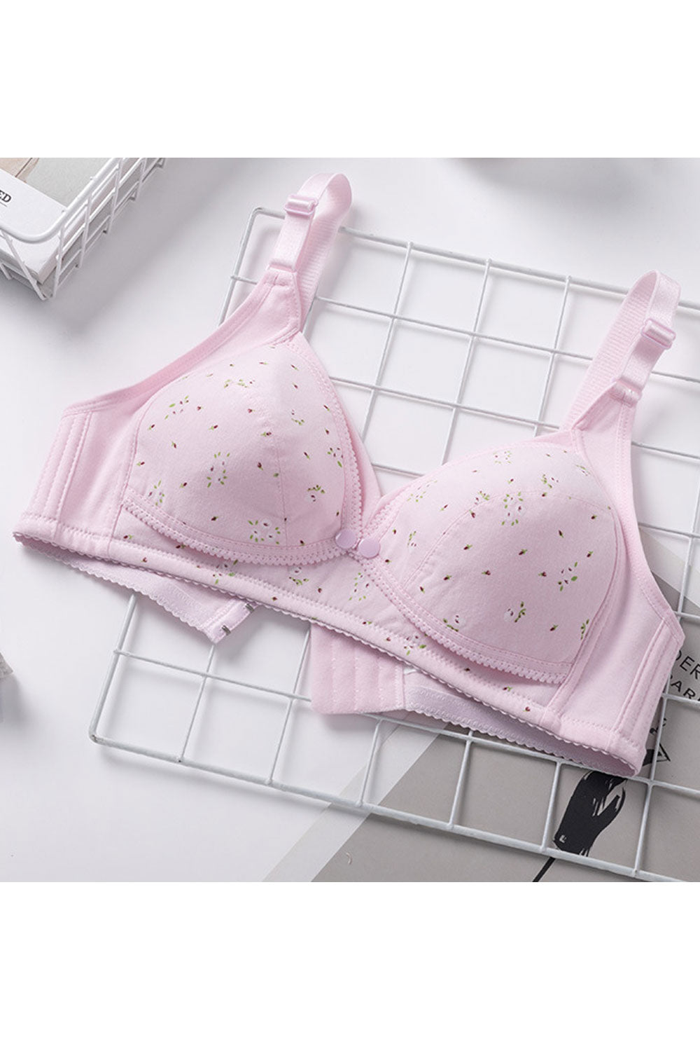 Women Plus Button Design Anti-drooping Feeding Nursing Bra
