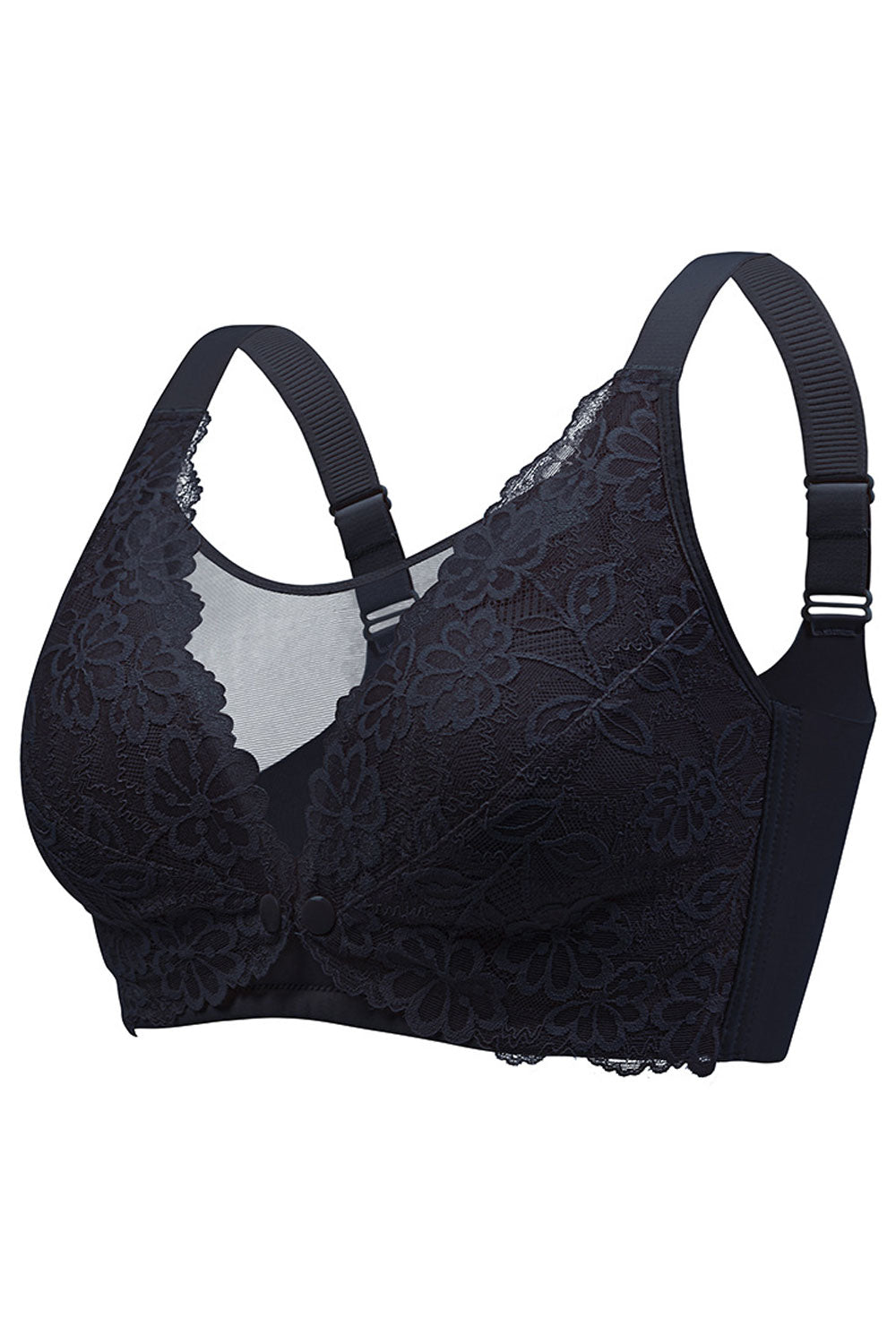 Women Plus Front Open Free Hand Lace Nursing Full Coverage Bra