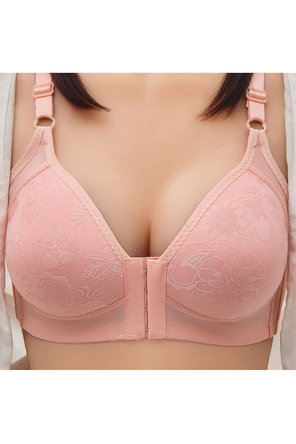 Women Plus Deep V Front Buckle Anti-Sag Underwear Shprts Bra