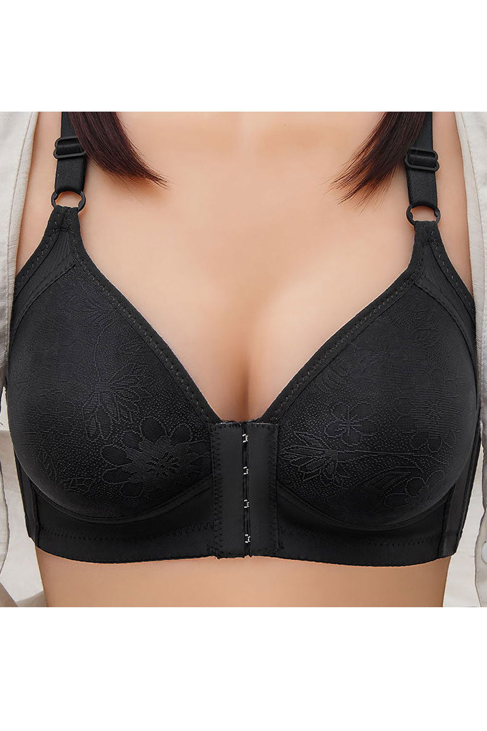 Women Plus Deep V Front Buckle Anti-Sag Underwear Shprts Bra
