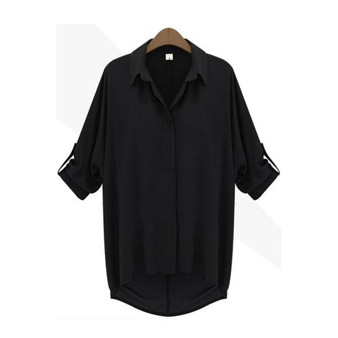 Women Relaxing Loose Formal Shirt Black