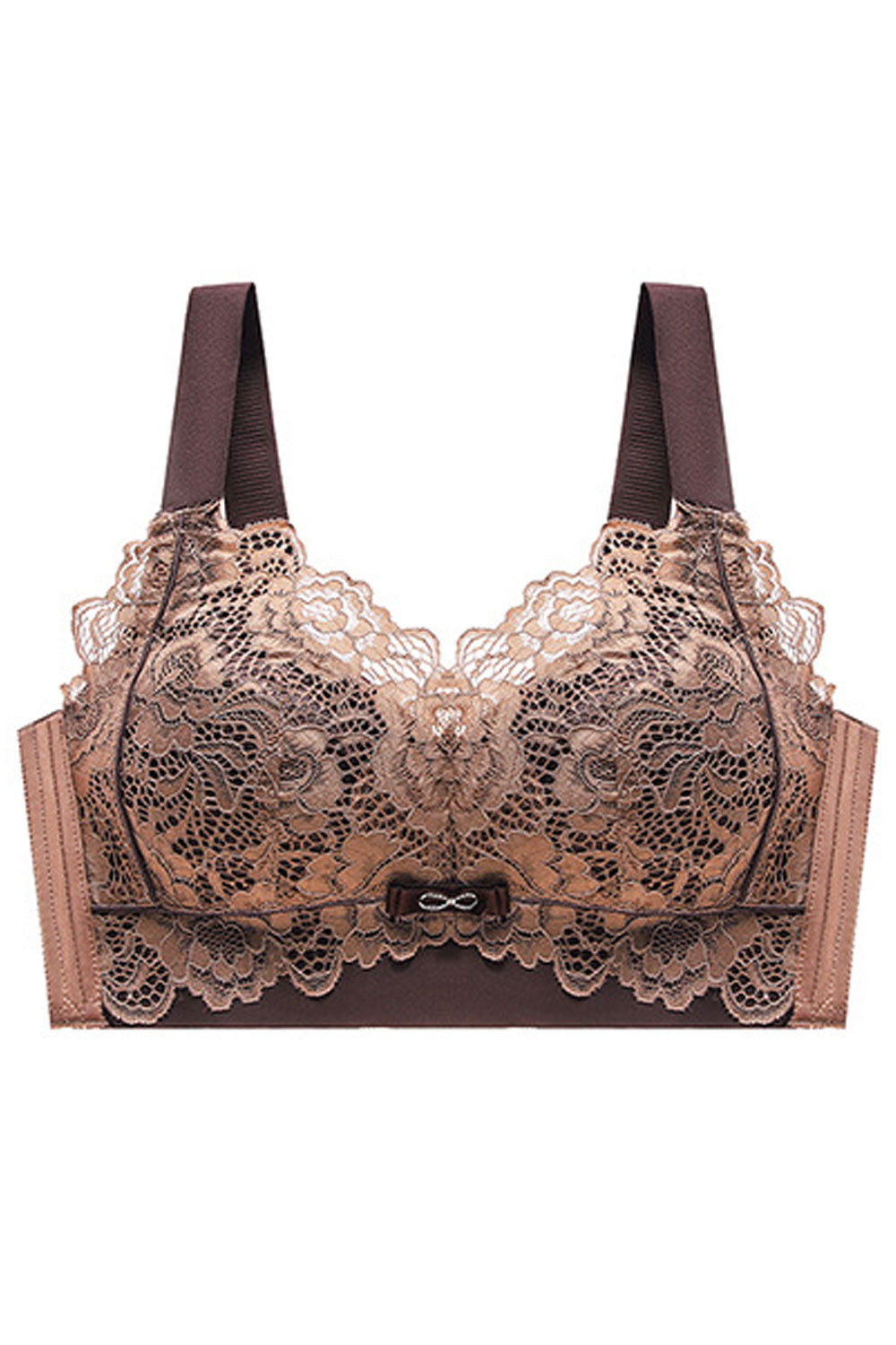 Women Plus Floral Print Push Up Wirefree Comfortable Padded Cover Bra