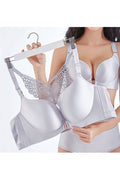 Women Plus Push Up Front Buckle Beauty Butterfly Embroidery Front Closure Wireless Bra