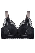 Women Plus Lace Flowers Wireless Thin Bras Padded Full-Cup with Wide Straps