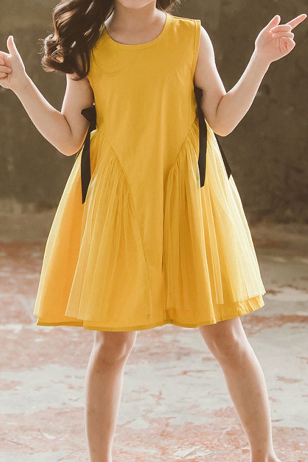 Kids Girl Solid Color Sleeveless Summer Party Dress