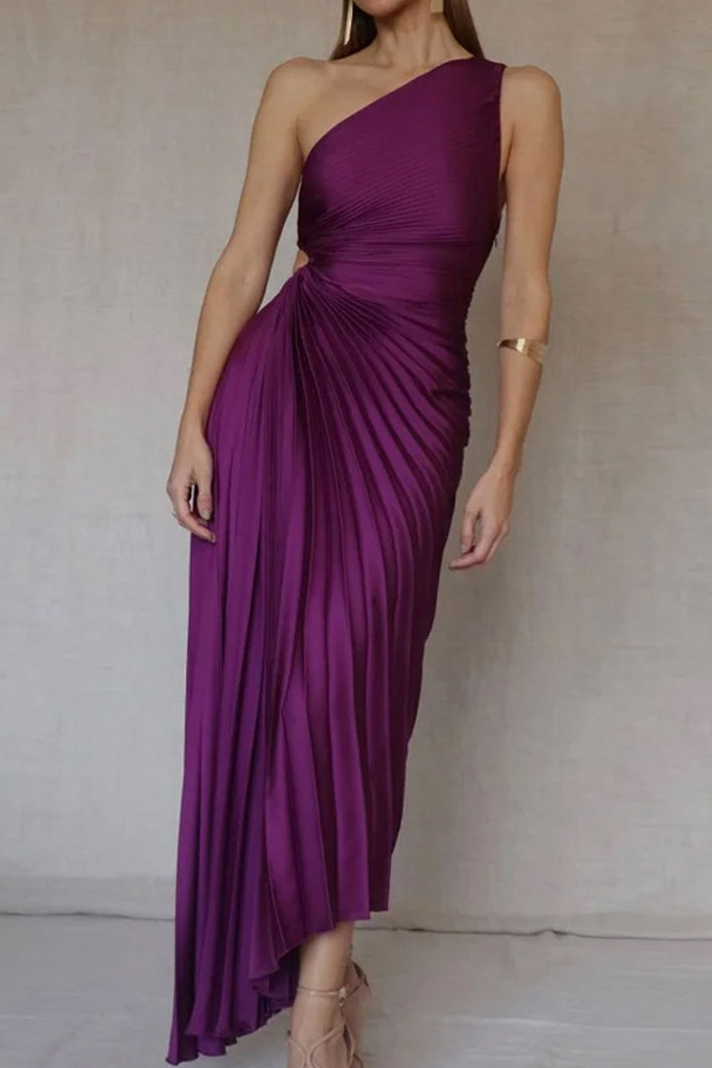 Women's Fashion Pleated Skirt Sleeveless Irregular Evening Dress