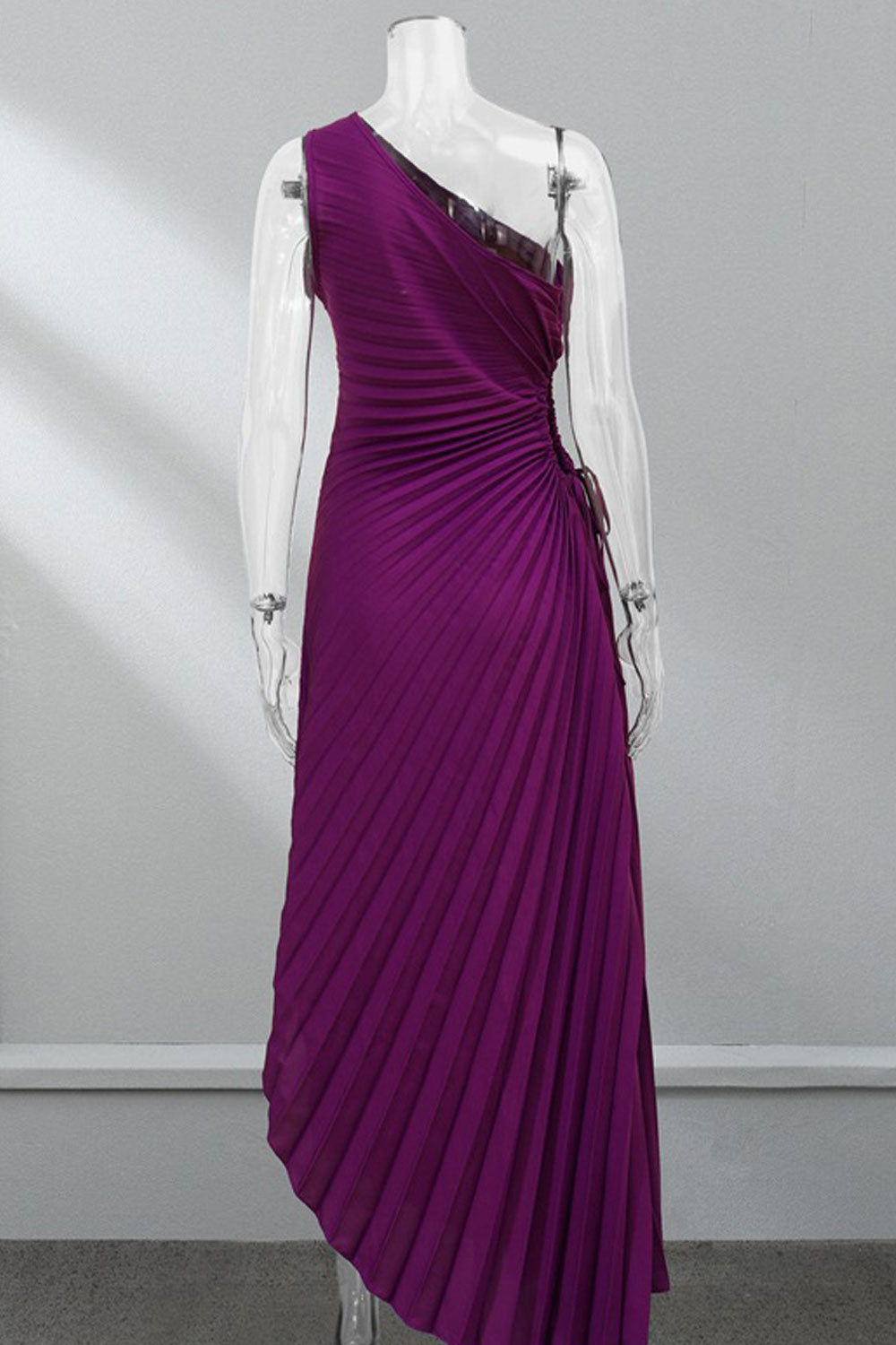 Women's Fashion Pleated Skirt Sleeveless Irregular Evening Dress