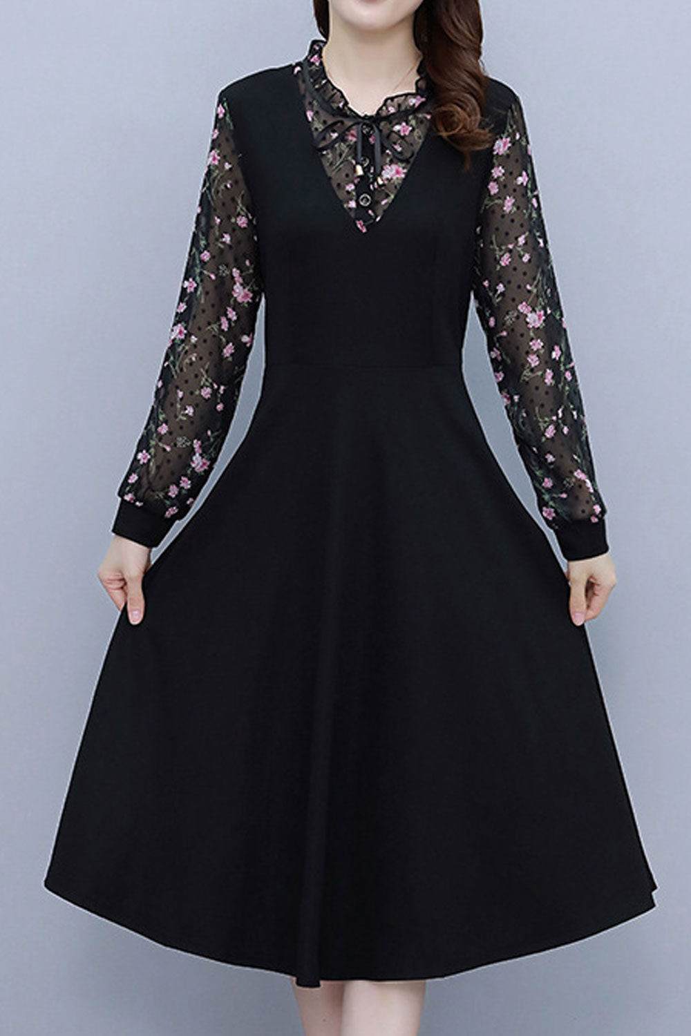 Women Long Sleeve Printed Fashion Dress