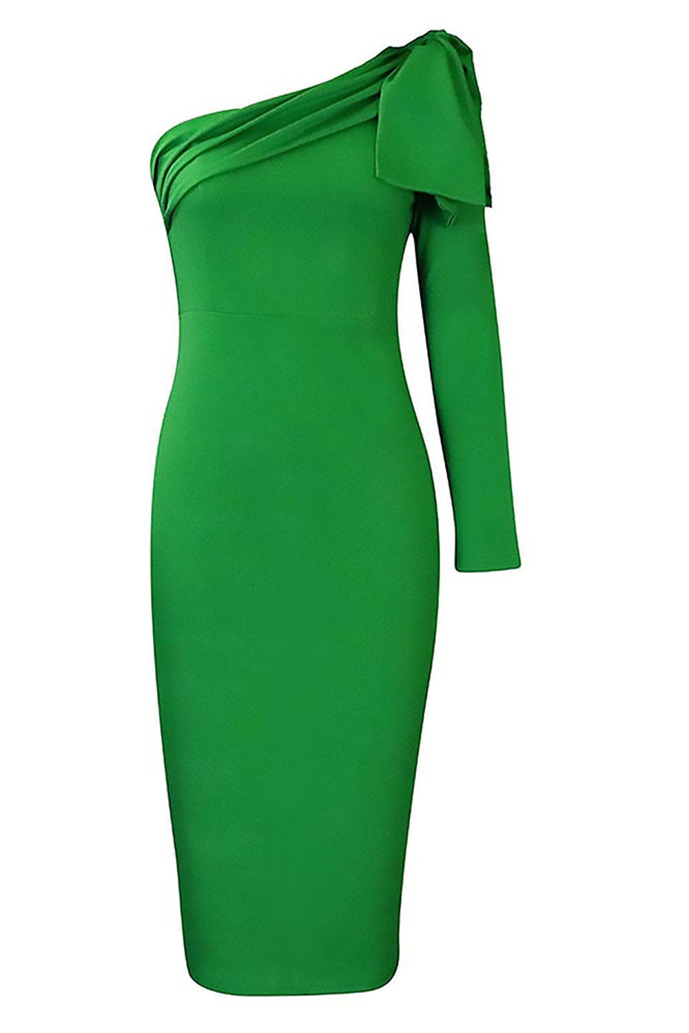 Women Off-Neck One Sholder Solid Pattern Bodycon Dress