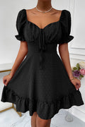 Women's Pullover Square Collar Skirt Short Sleeve Dress
