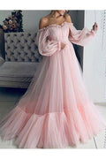 Women's Wish Off-Shoulder Mesh Long-Sleeved Wedding Dress