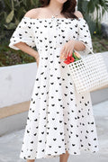 Women Plus Slimming Mid-Length Peach Heart Printed Dress