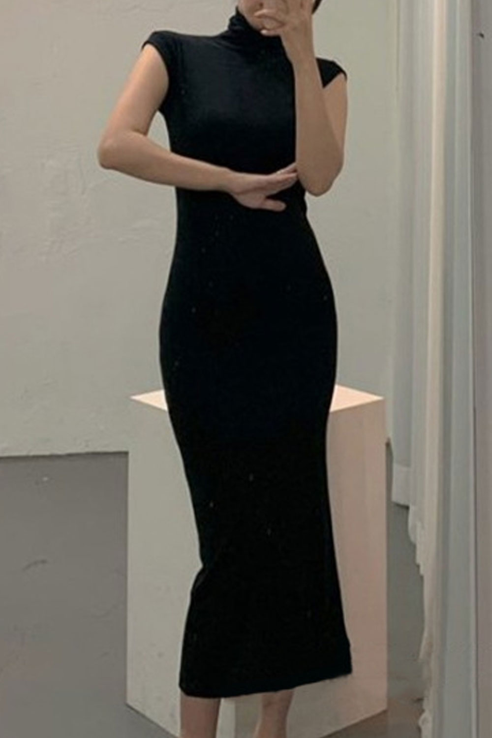Women Sky Blue Collar Tight Slimming Sleeveless Dress