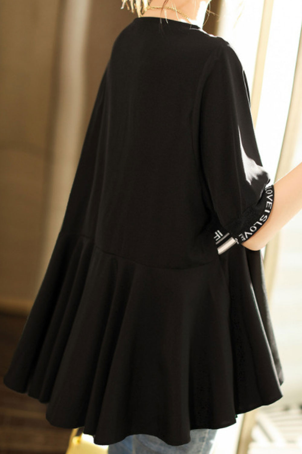 Women's Summer V-Neck Waist Slimming Doll Shirt Design Top
