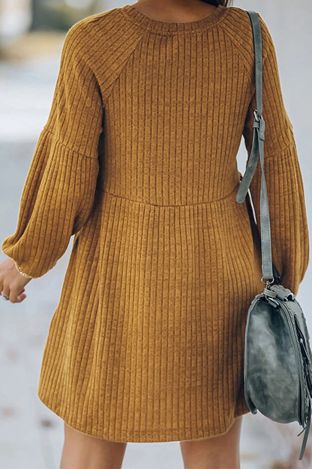Women Knitted Warm Long Sleeve Casual Solid Pattern Thick Winter Dress