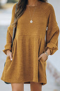 Women Knitted Warm Long Sleeve Casual Solid Pattern Thick Winter Dress