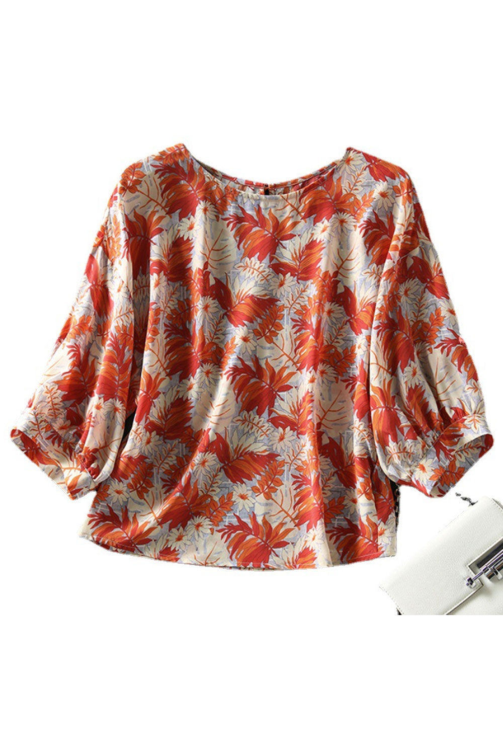 Women's Summer Round Neck Lantern Sleeve Chic Design Slimming Top