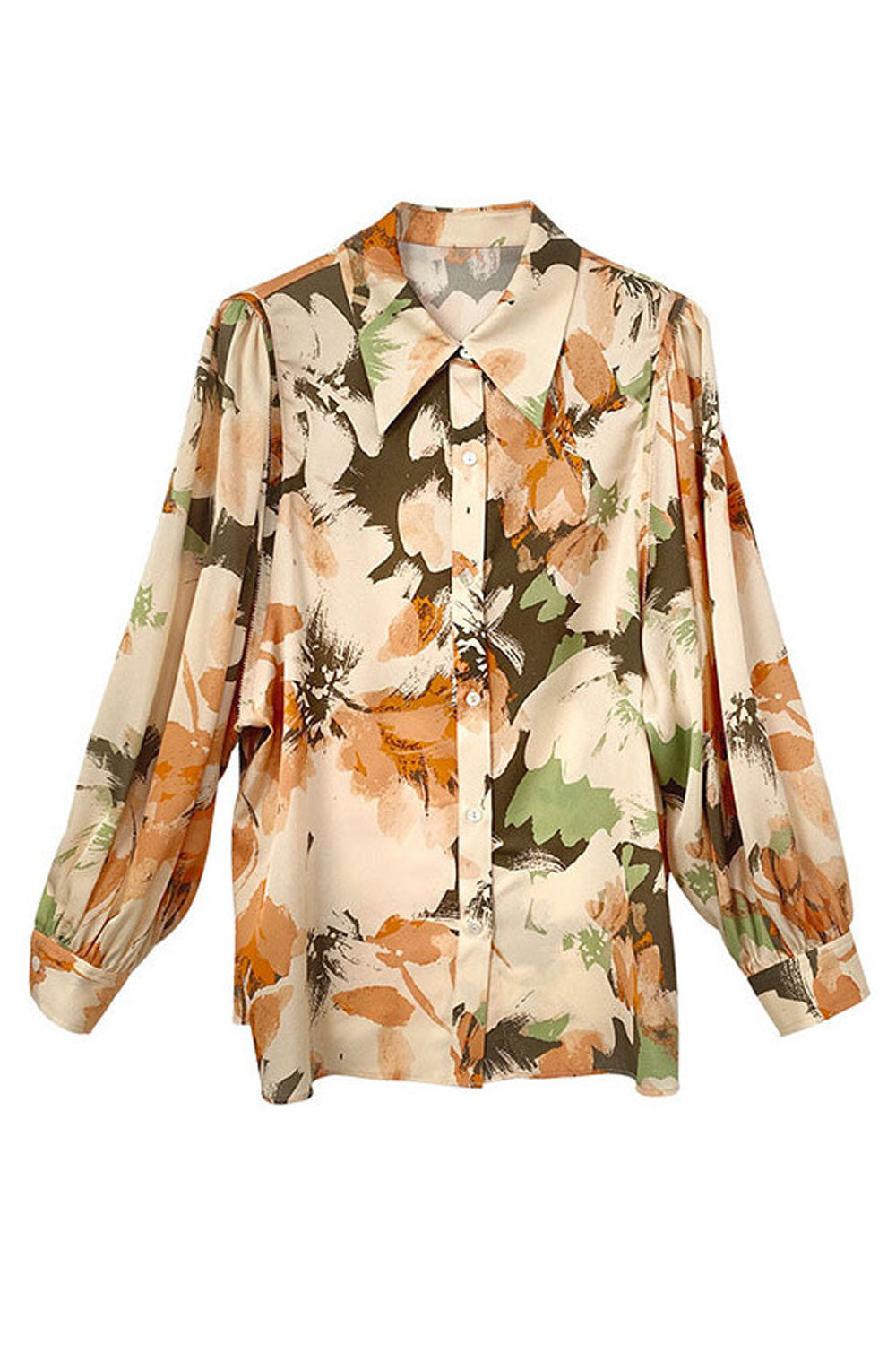 Women New Beautiful Silk Niche Sense Design Collar Neck Long Sleeves Printed High-end Fashion Elegant Style Summer Casual Loose