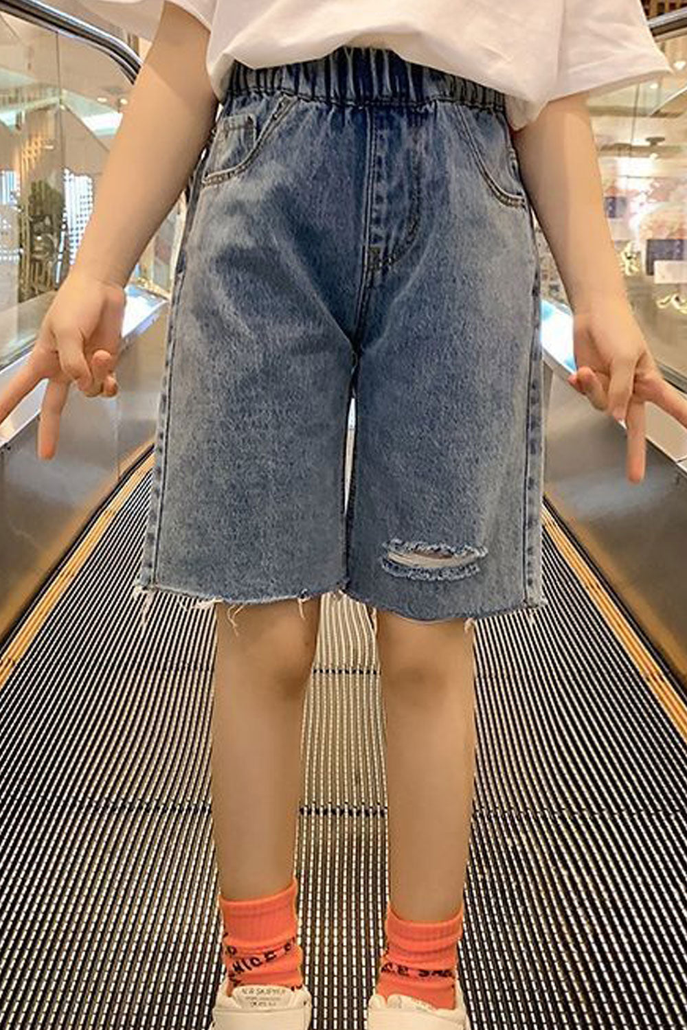 Kids Girls New Denim Ripped Style Thin Casual Summer Shorts