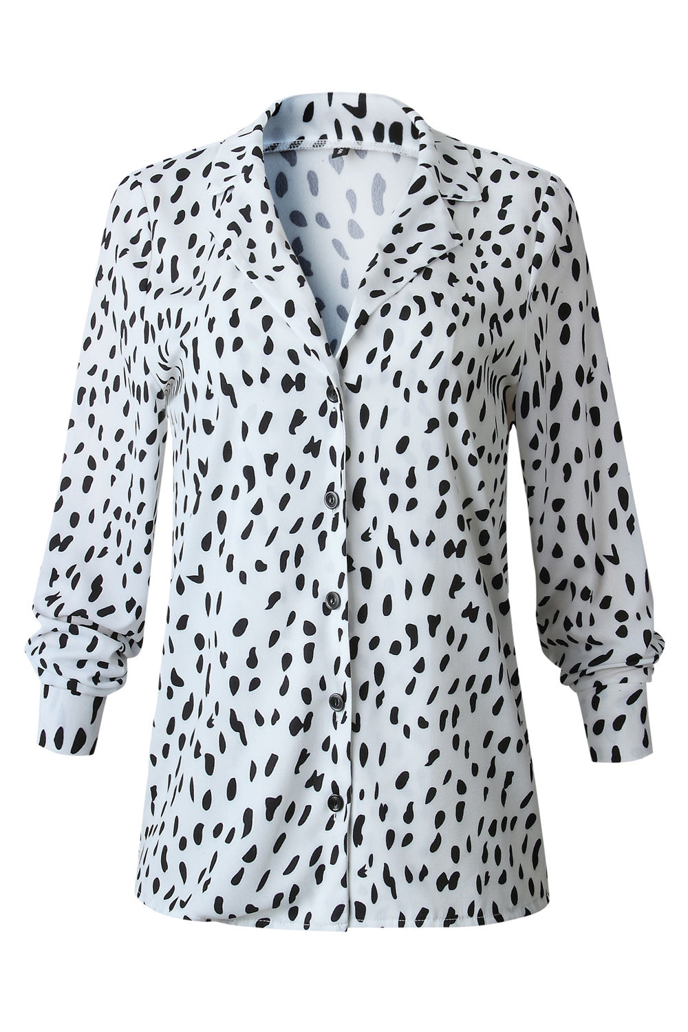 Women New Fashion Beautiful Lapel Collar Long Sleeeves Leopard Print Fresh and Sweet Style Summer Slim-type Casual Shirt