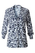 Women New Fashion Beautiful Lapel Collar Long Sleeeves Leopard Print Fresh and Sweet Style Summer Slim-type Casual Shirt