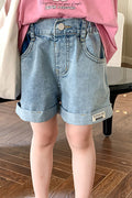 Kids Girls New Cotton Twill Denim Fashionable Casual Summer Shorts