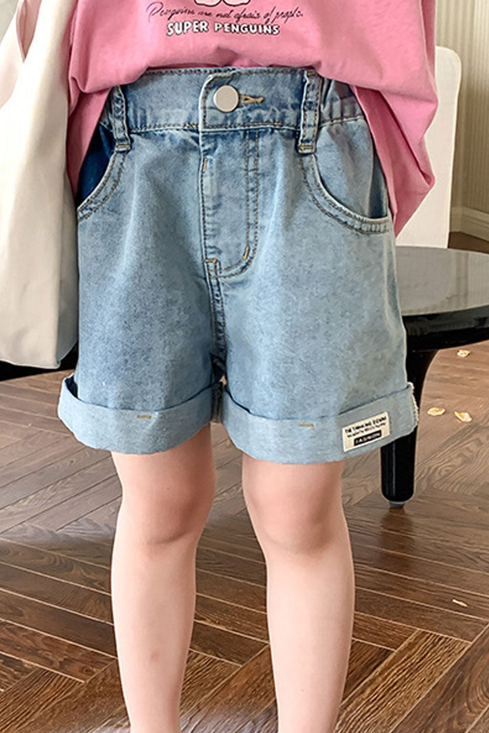 Kids Girls New Cotton Twill Denim Fashionable Casual Summer Shorts