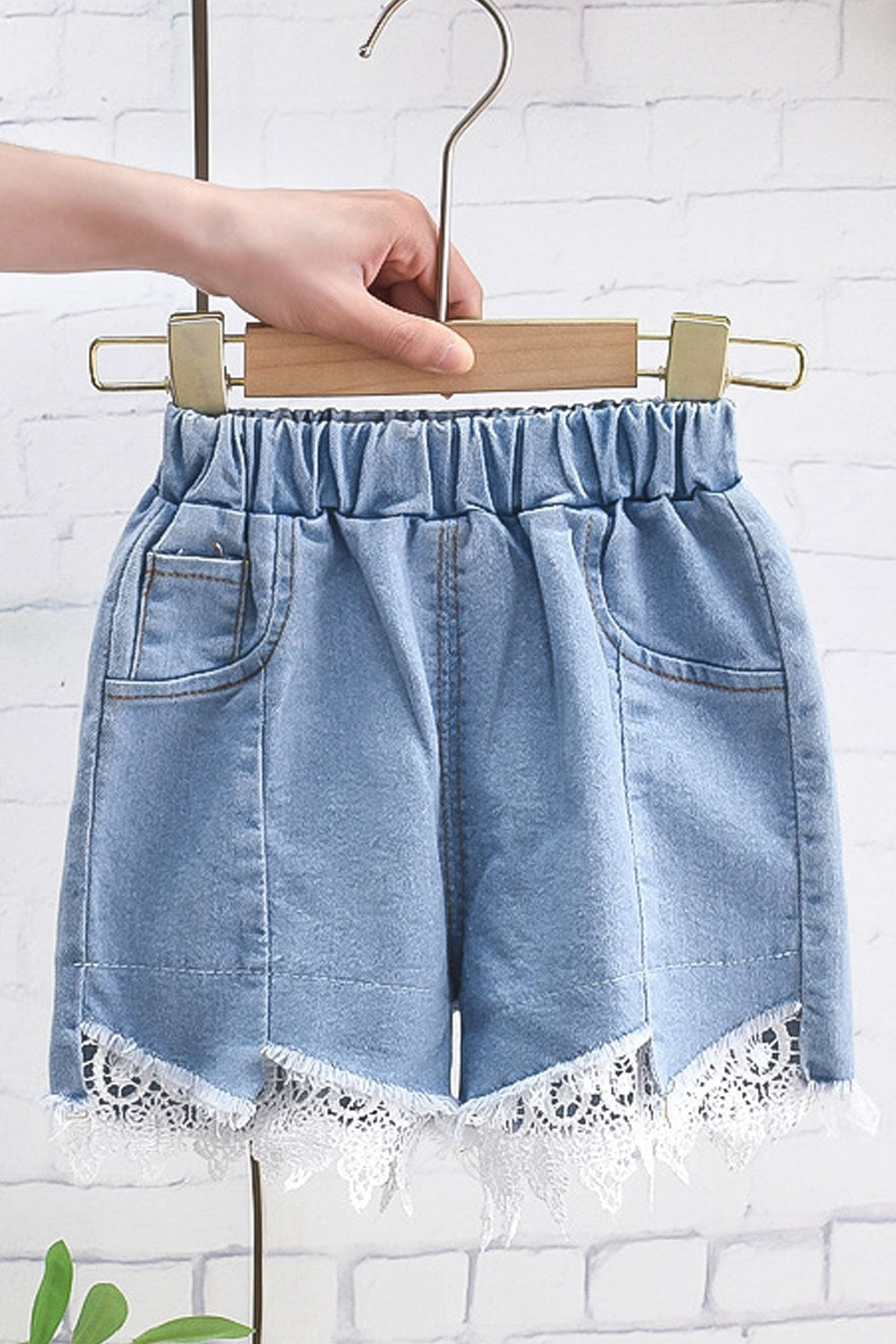 Kids Girls New Denim Cropped Lace Style Fashionable Casual Summer Shorts