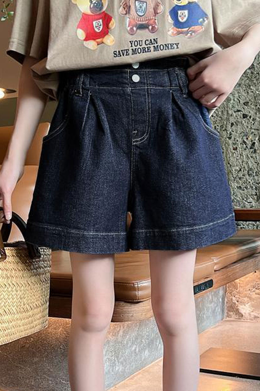 Kids girls New Five Points High Waist Denim Summer Shorts