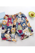 Kids girls New Cotton Silk Air-Conditioning Loose Thin Bear Cartoon Pattern Summer Beach Shorts