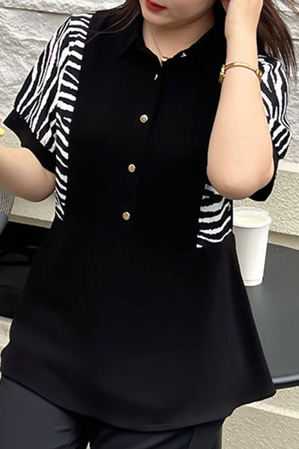 Women Plus New Design Fashionable Collar Neck Short Sleeves Fat mm200 Catties Temperament Commuting Style Summer Casual Loose Be