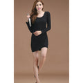Women Fashion Round Neck Long Sleeve Short Bodycon Dress