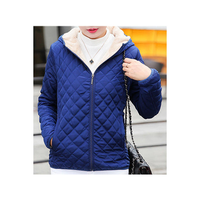 Women Warm Solid Color Hooded Jacket