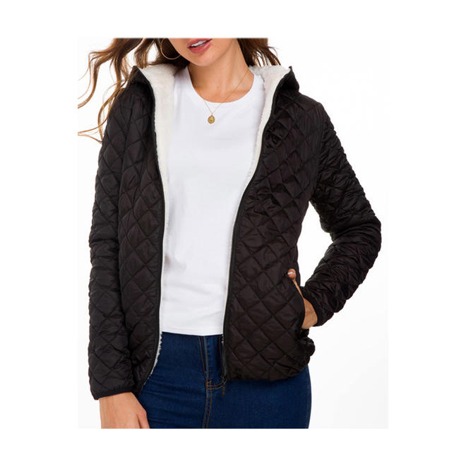 Women Warm Solid Color Hooded Jacket