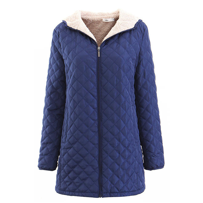 Women Relax Fit Zip Up Warm Padded Jacket