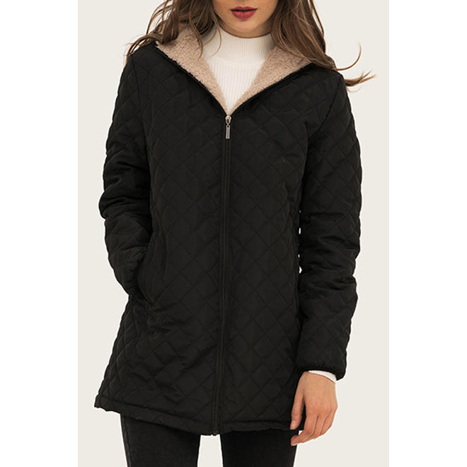 Women Relax Fit Zip Up Warm Padded Jacket