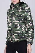Women Long Sleeve Stylish Camouflage Printed Winter Casual Padded Jacket