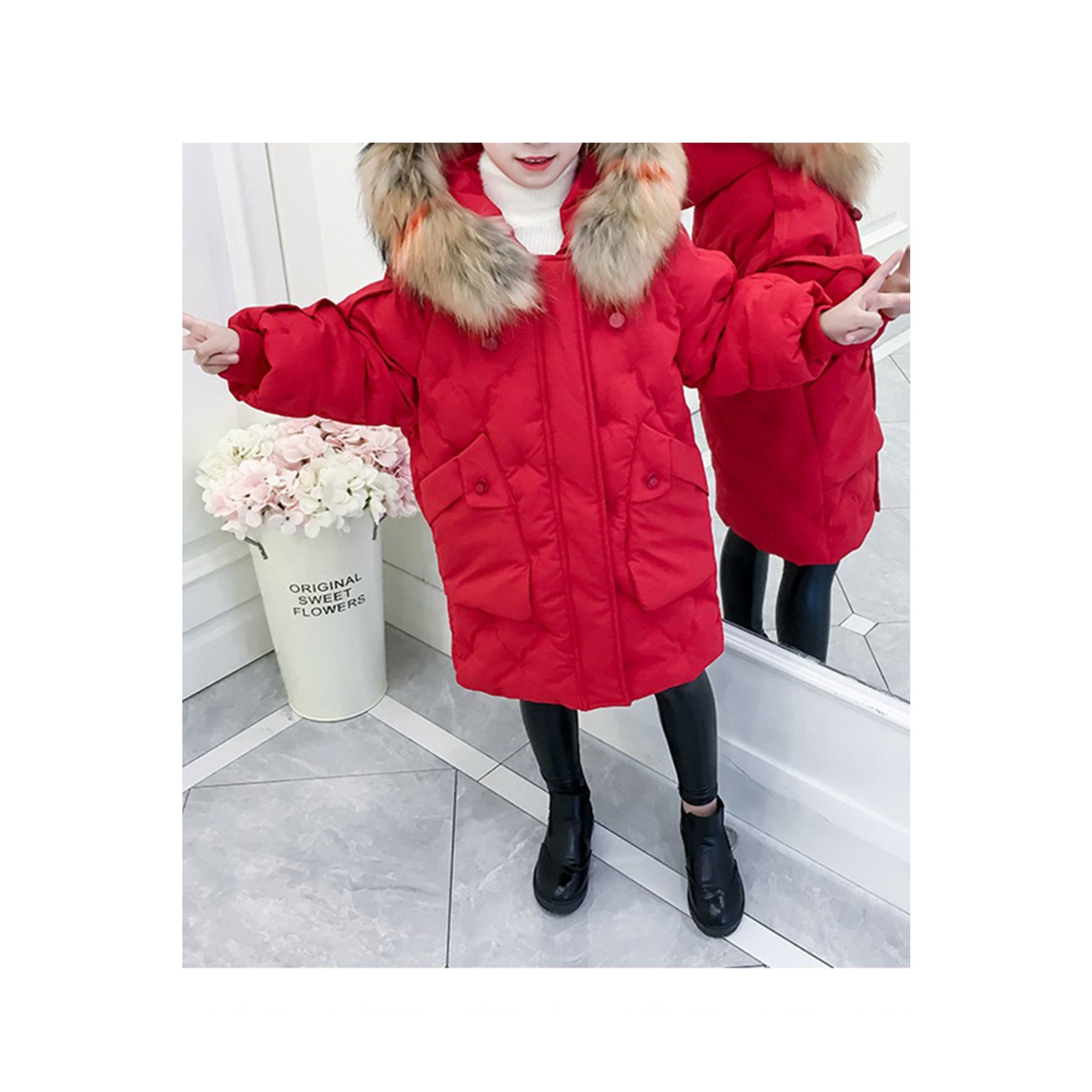 Kids Girls Sweet Solid Color Autumn Winter Padded Jacket