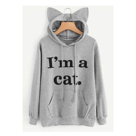 Women Hat Neck Graphic Printed Warm Hoodie