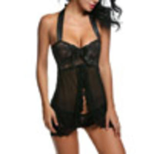 Women Halter Ruffle Decoration Silk Bow Lingerie