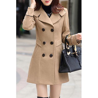 Women Fashionable Solid Color Slim Fit Warm CoatAS