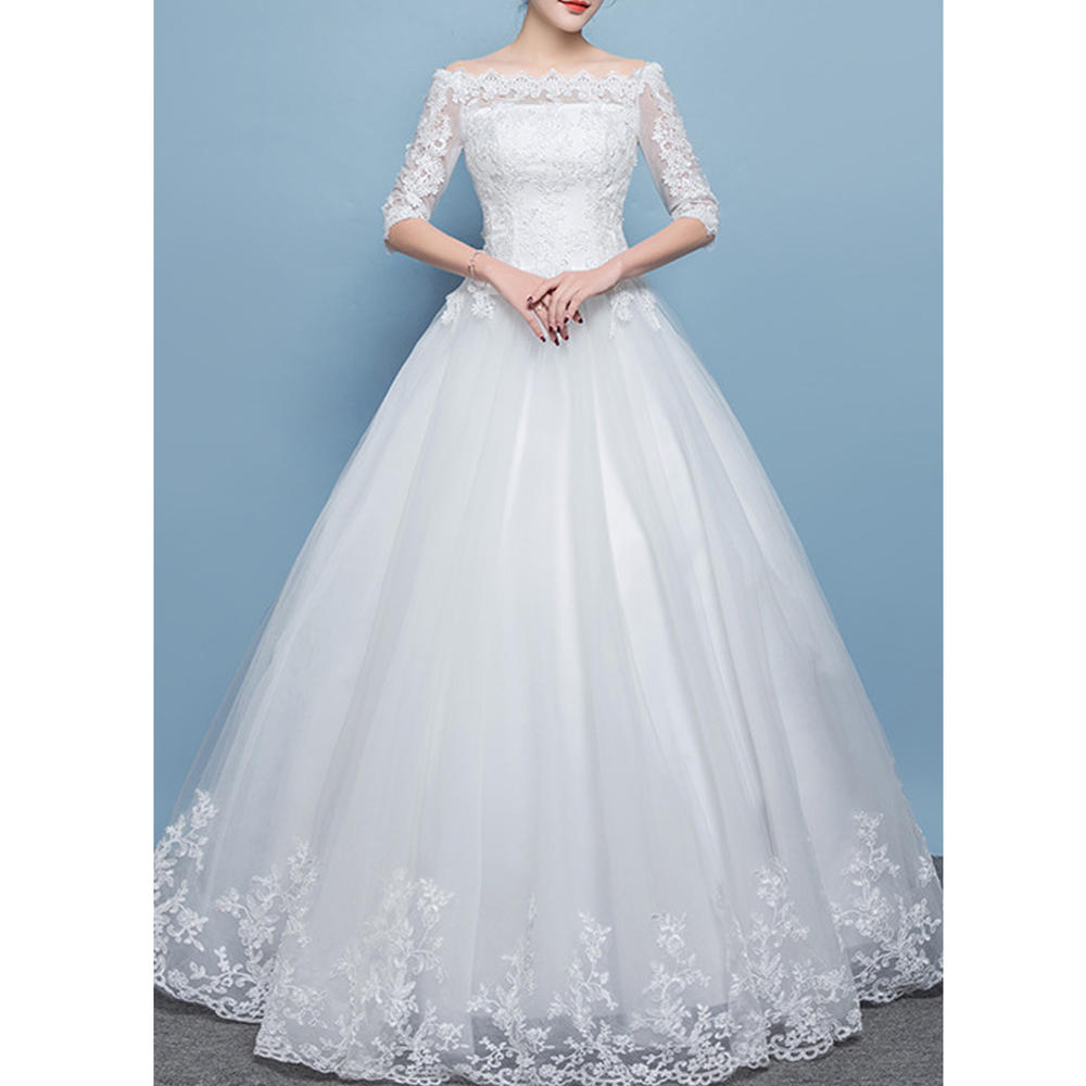 Women Slim Lace Decorated Wedding Dress