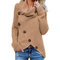 Women Classy High Collar Diagonal Button Cardigan