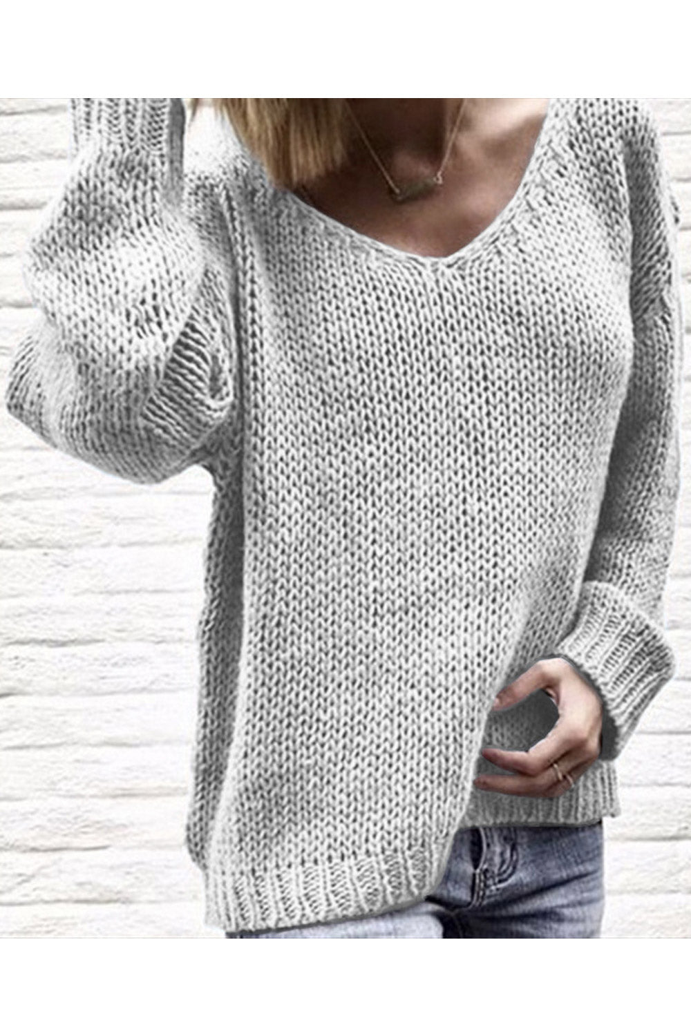 Women Comfortable Long Sleeve Cold Shoulder Superb Solid Colored Summer Casual Sweater