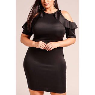 Women Stunning Off-Shoulder Sleeve Round Neck Body Con Party Evening Dress